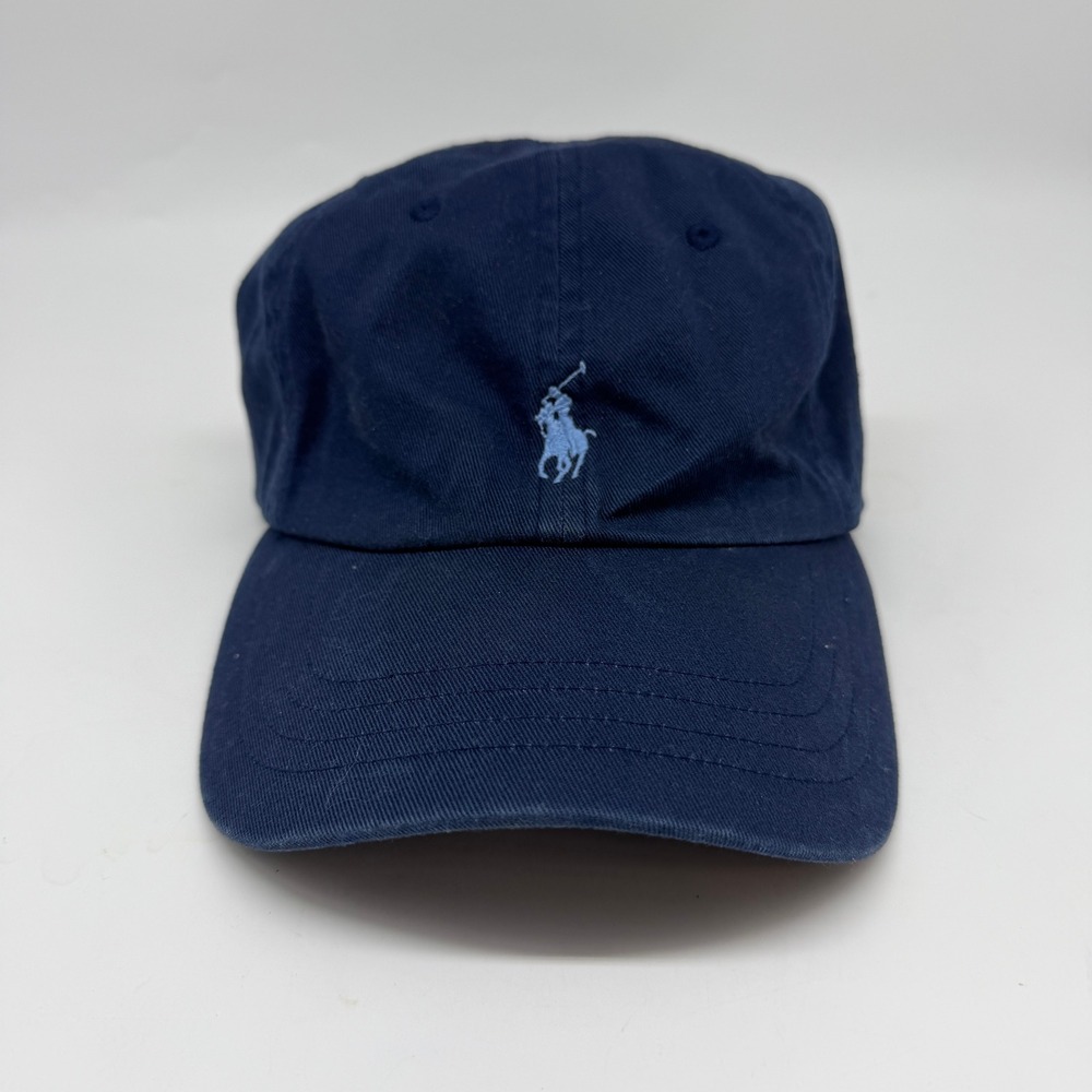 Polo Ralph Lauren Mens Navy Chino Baseball Cap Light Blue Pony Logo Hat OSFM